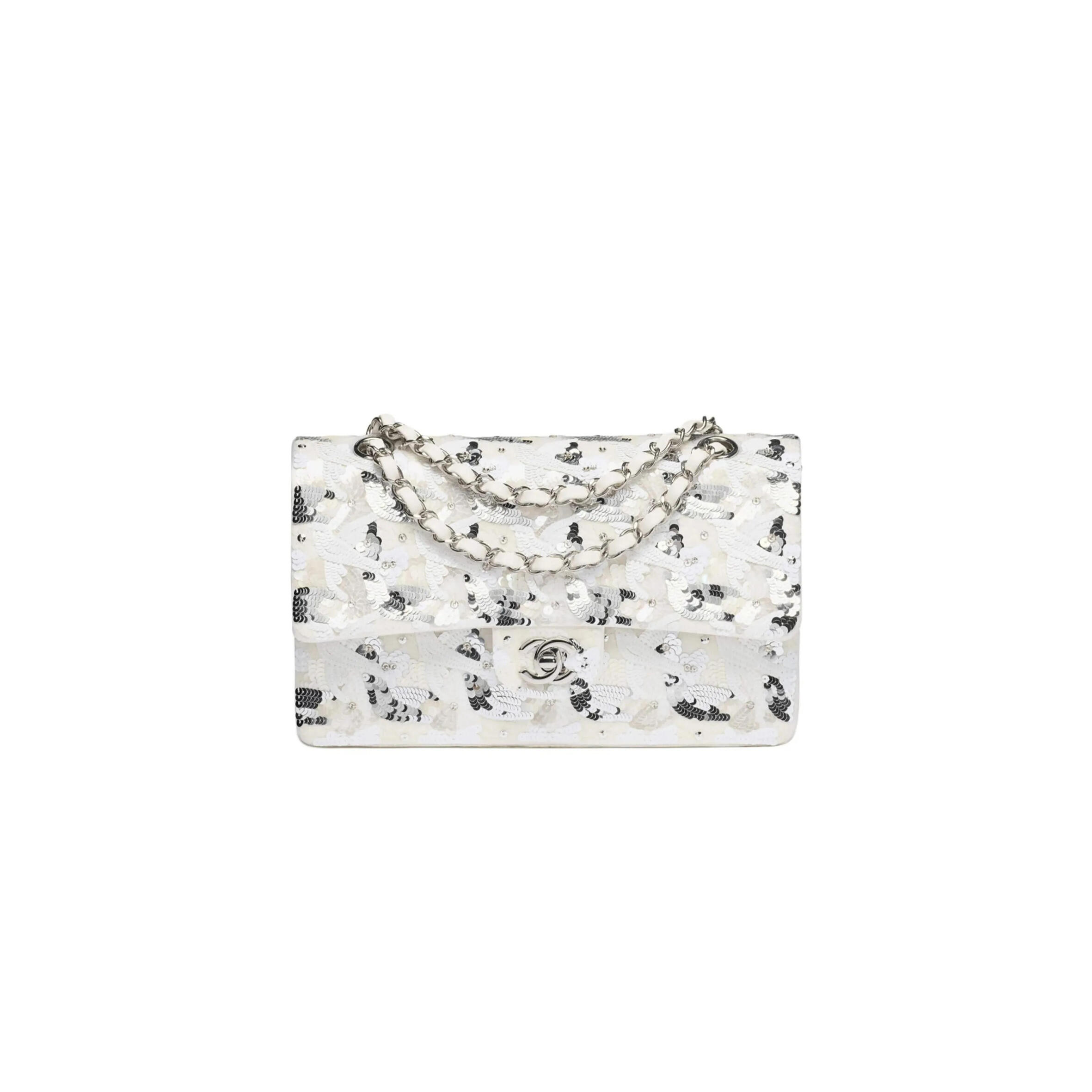 CHANEL MASTER 25S 11.12 EMBROIDERED SATIN SEQUIN SHOULDER BAG A01112 (25.5*15.5*6.5cm)